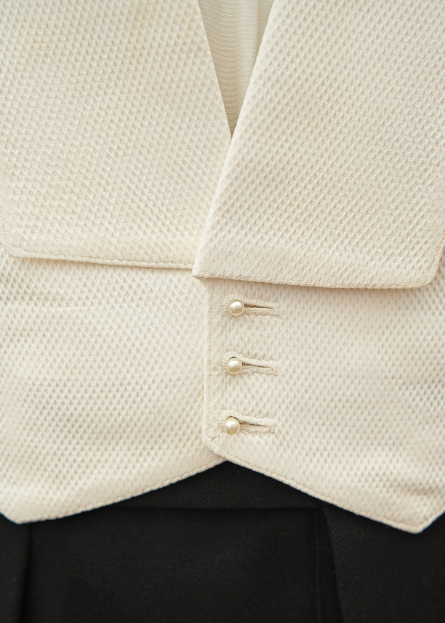Vintage 1910s Formal White Marcella Belted Waistcoat • 40" Semi Stiff