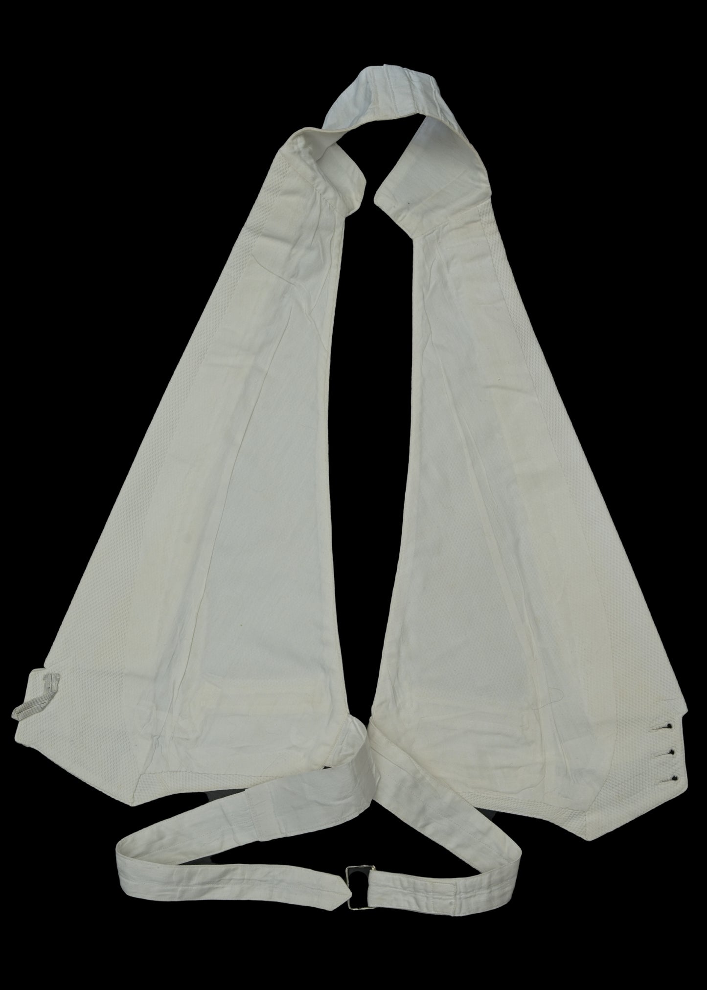 Vintage 1910s Formal White Marcella Belted Waistcoat • 40" Semi Stiff