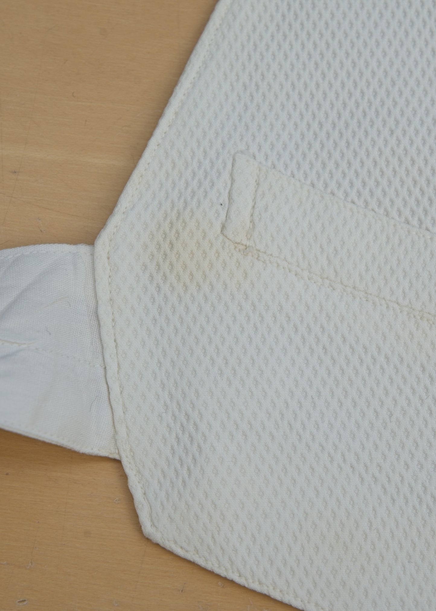 Vintage 1910s Formal White Marcella Belted Waistcoat • 40" Semi Stiff