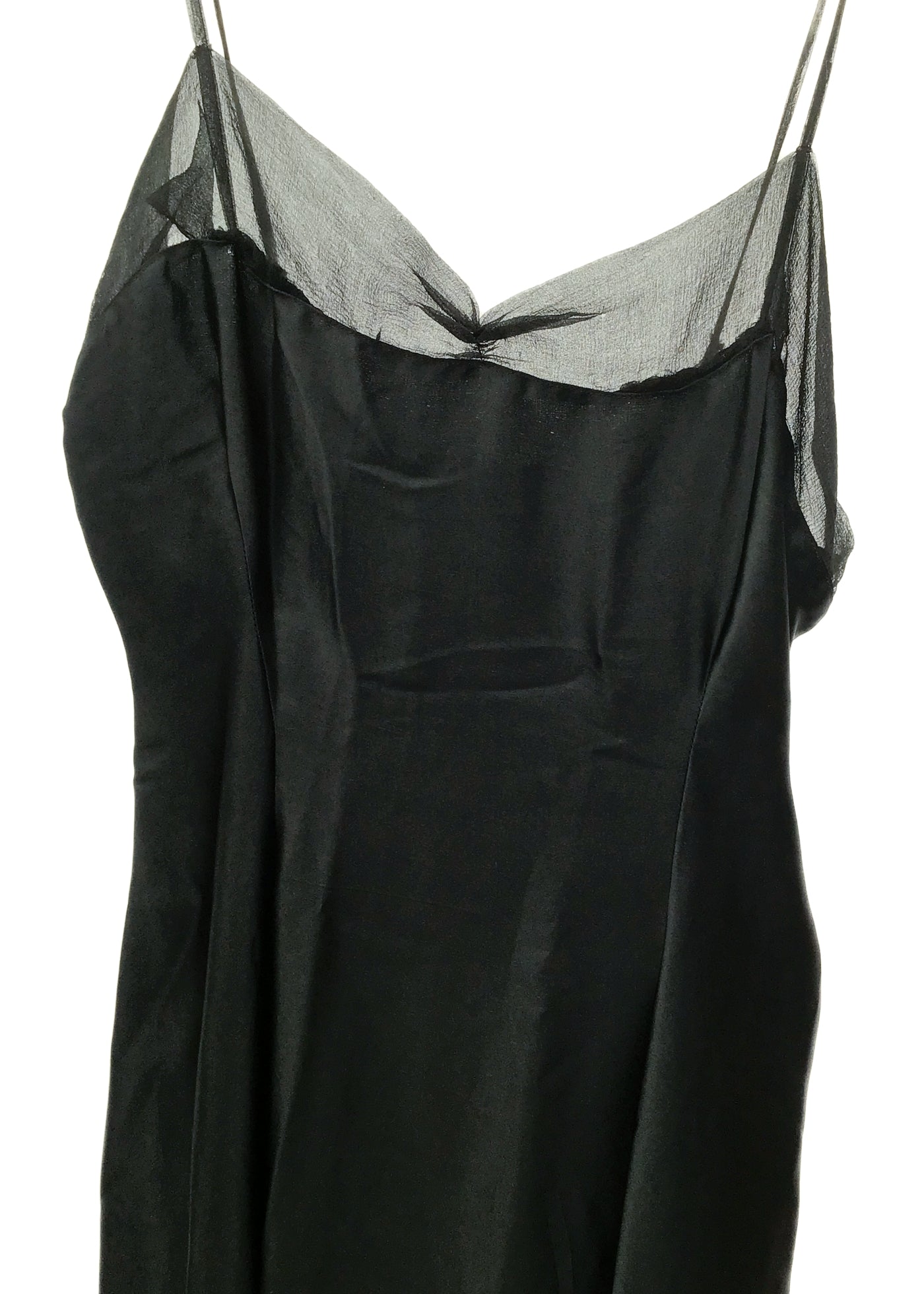 Vintage 20s Black Silk & Georgette Slip • Slip Dress • XS