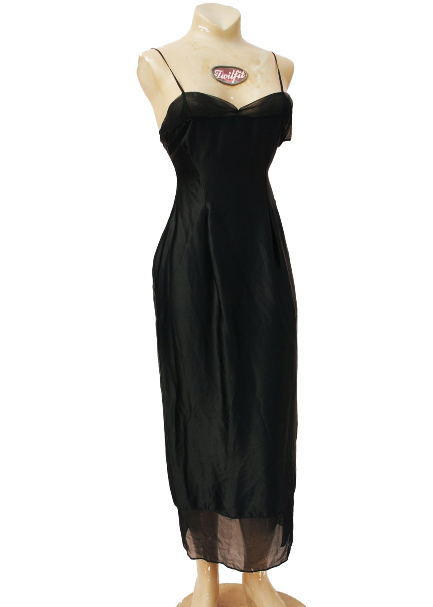 Vintage 20s Black Silk & Georgette Slip • Slip Dress • XS