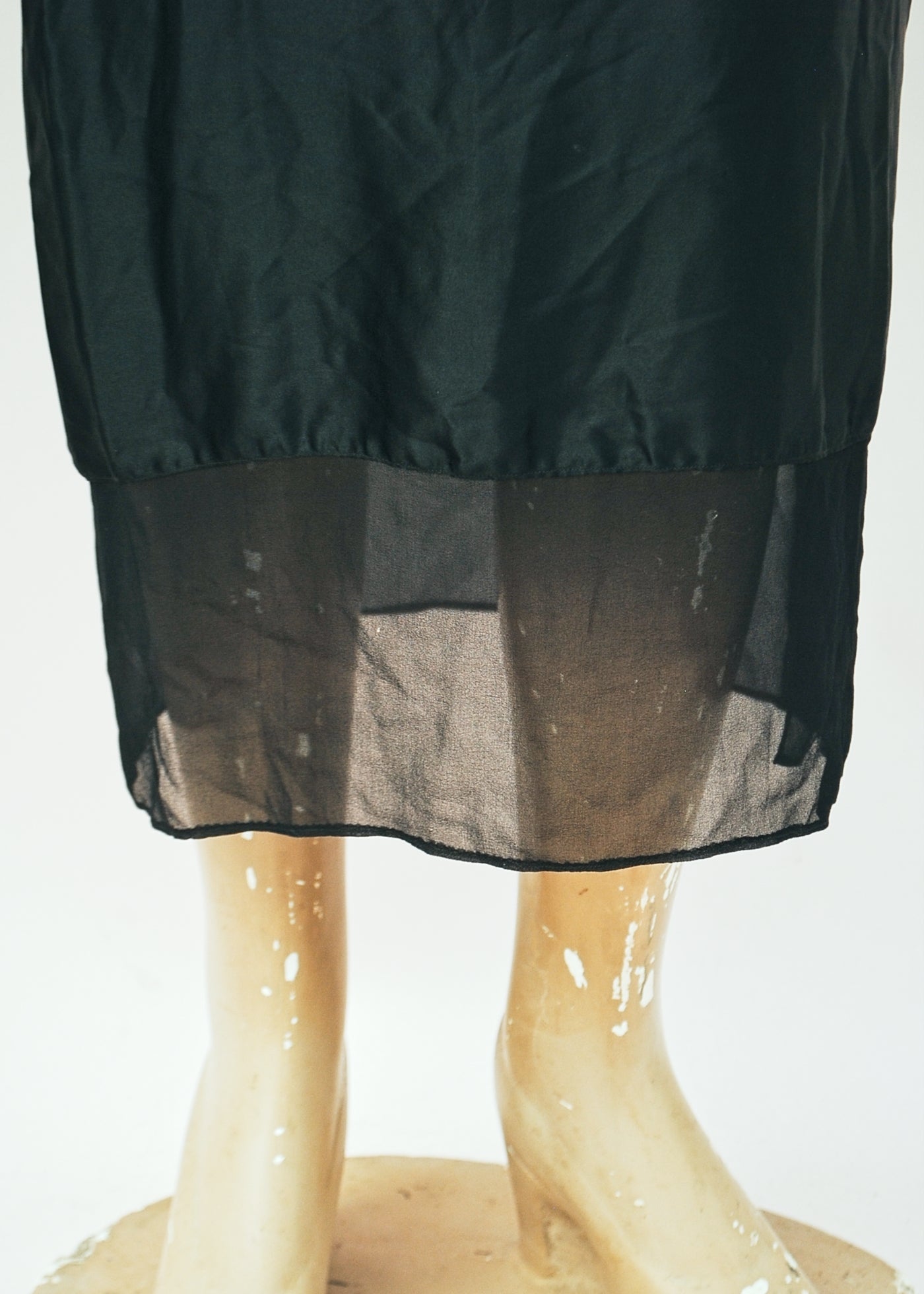 Vintage 20s Black Silk & Georgette Slip • Slip Dress • XS