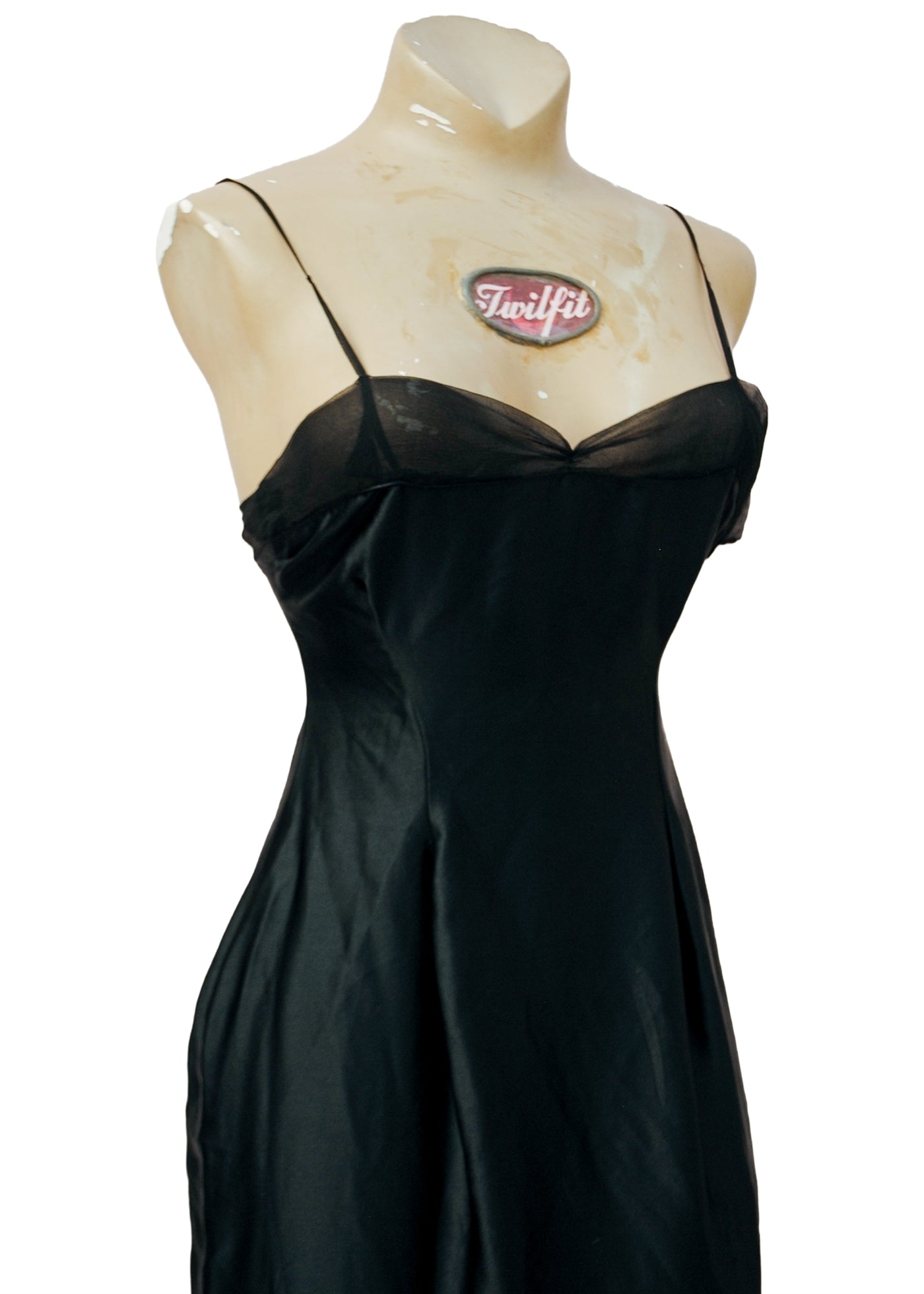 Vintage 20s Black Silk & Georgette Slip • Slip Dress • XS