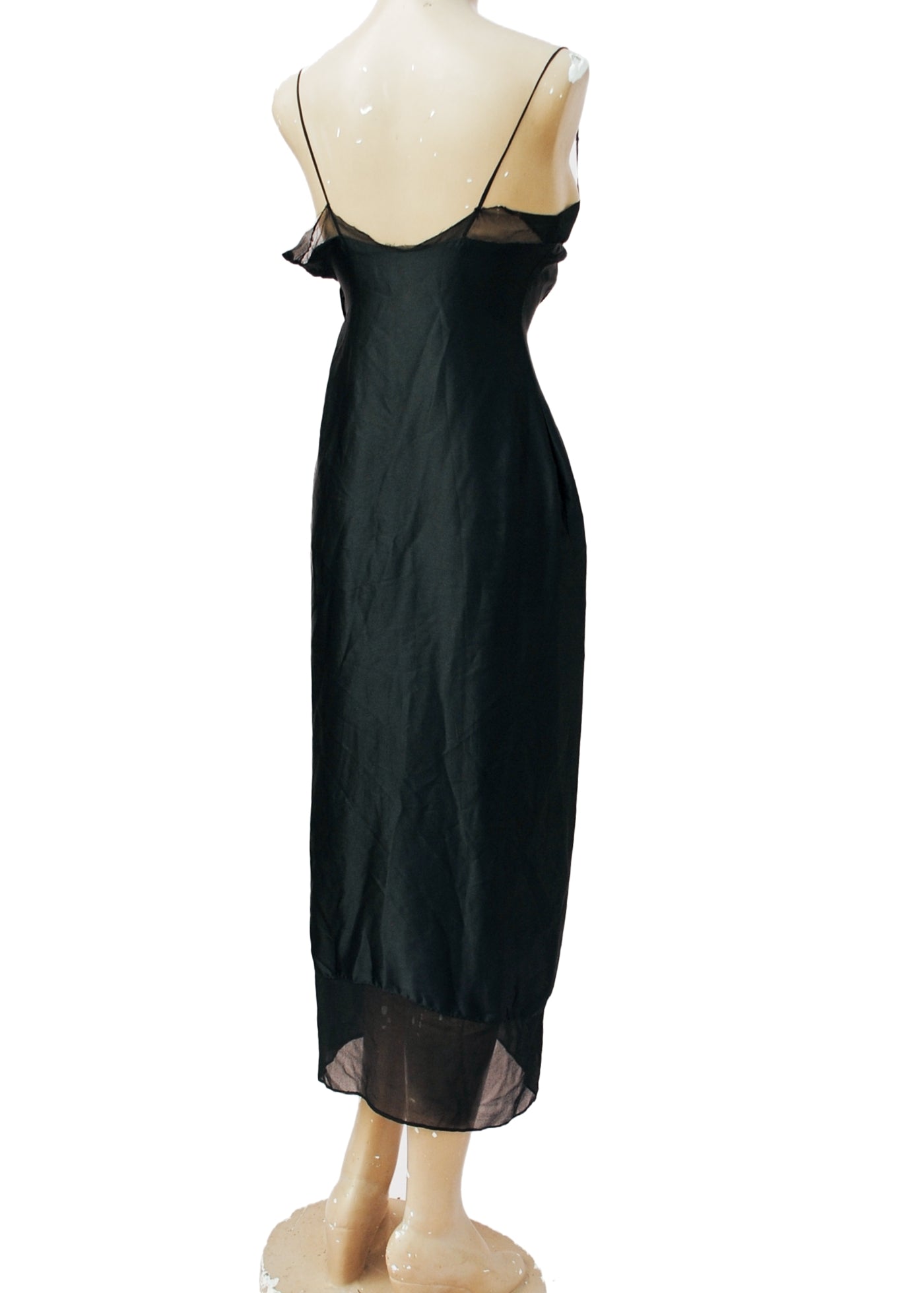 Vintage 20s Black Silk & Georgette Slip • Slip Dress • XS