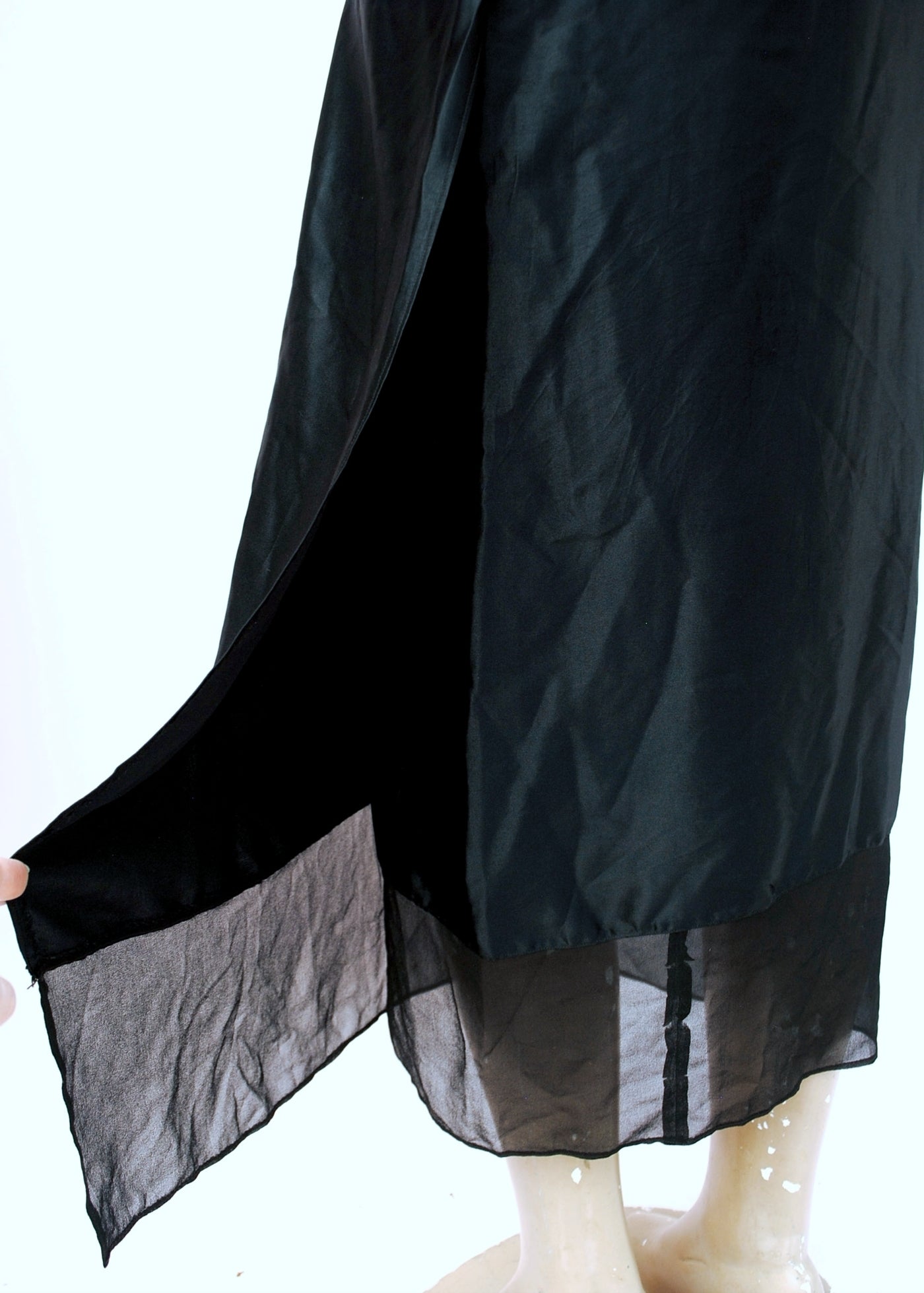 Vintage 20s Black Silk & Georgette Slip • Slip Dress • XS