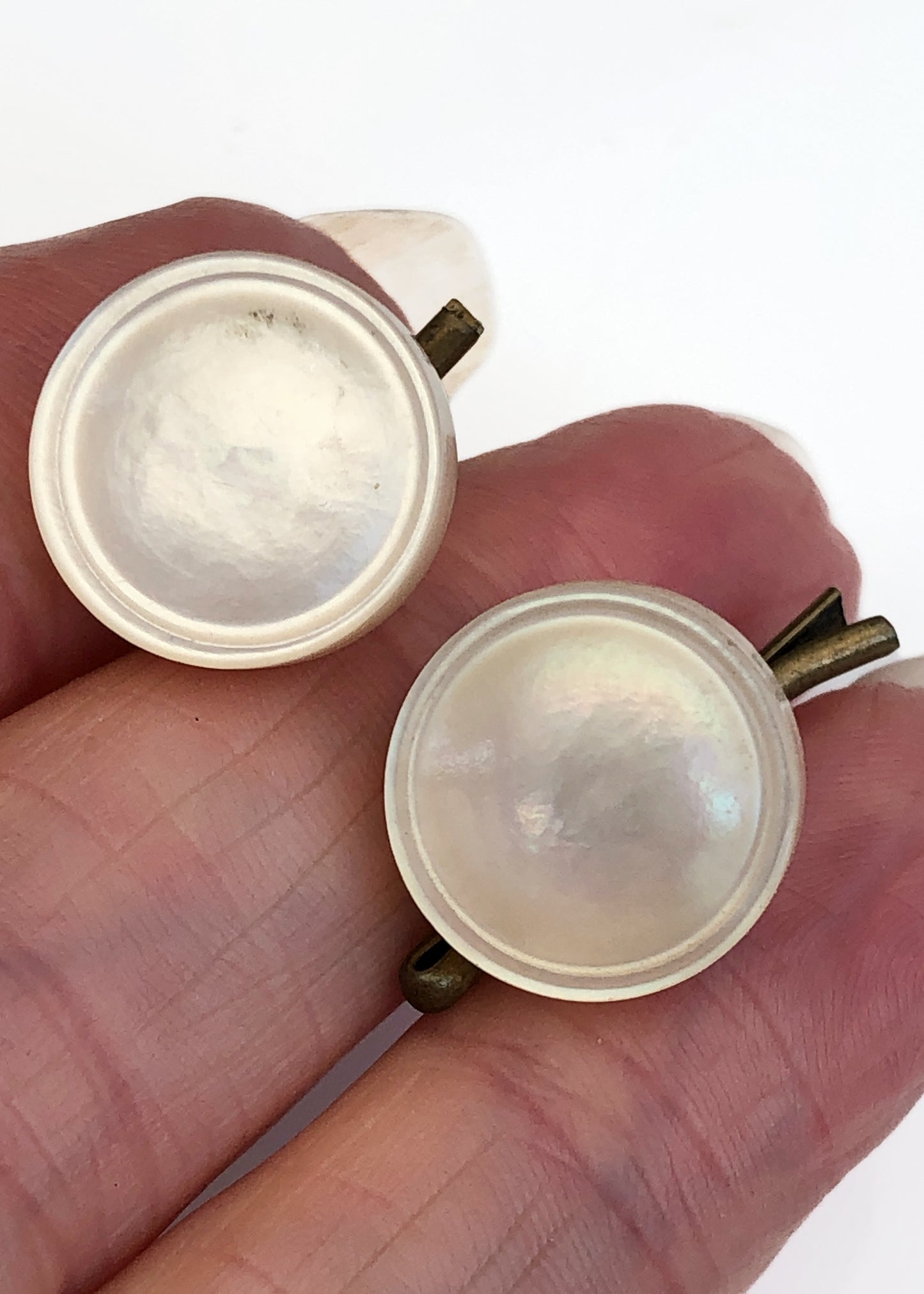Two Vintage Mother of Pearl Tuxedo Waistcoat Stud Buttons