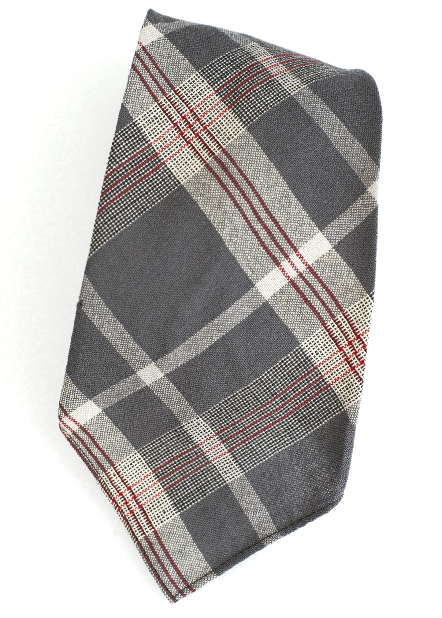 vintage 40s linosair all wool plaid neck toe in grey and red check