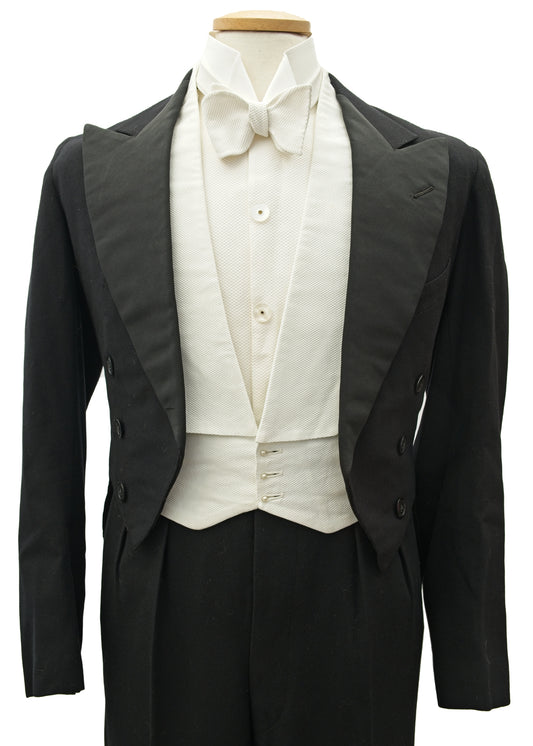 Vintage Edwardian Formal Evening White Tie Tail Coat •  Quilted Lining 36"