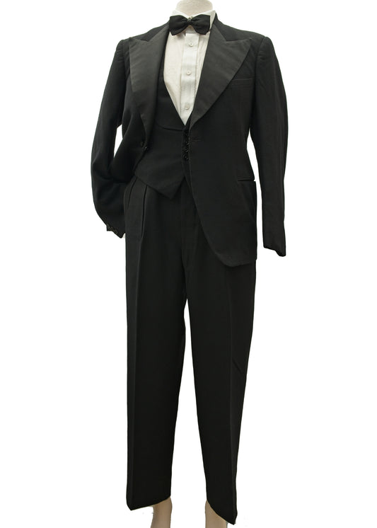 Men's 1920s Early Burton 3 Piece Dinner Suit 36" Chest