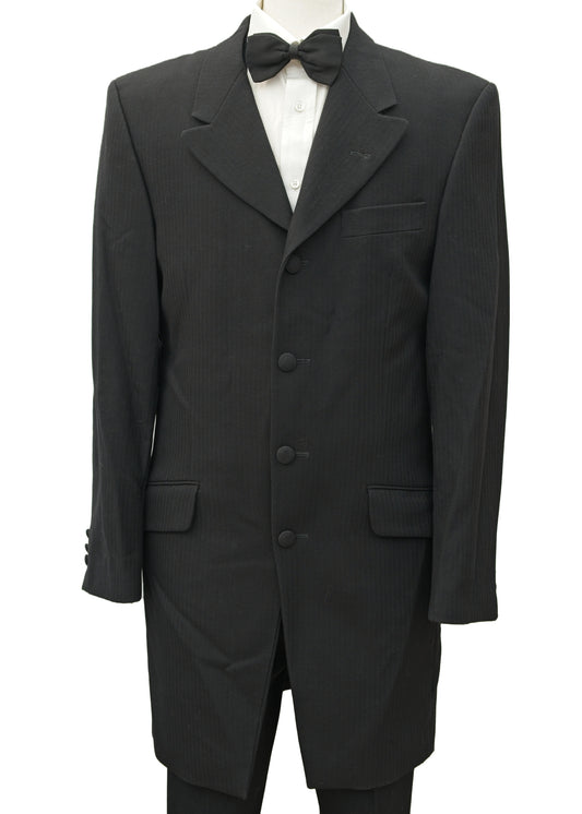 Mens Vintage Black Drape Frock Coat • Morning Coat • 38LA Chest