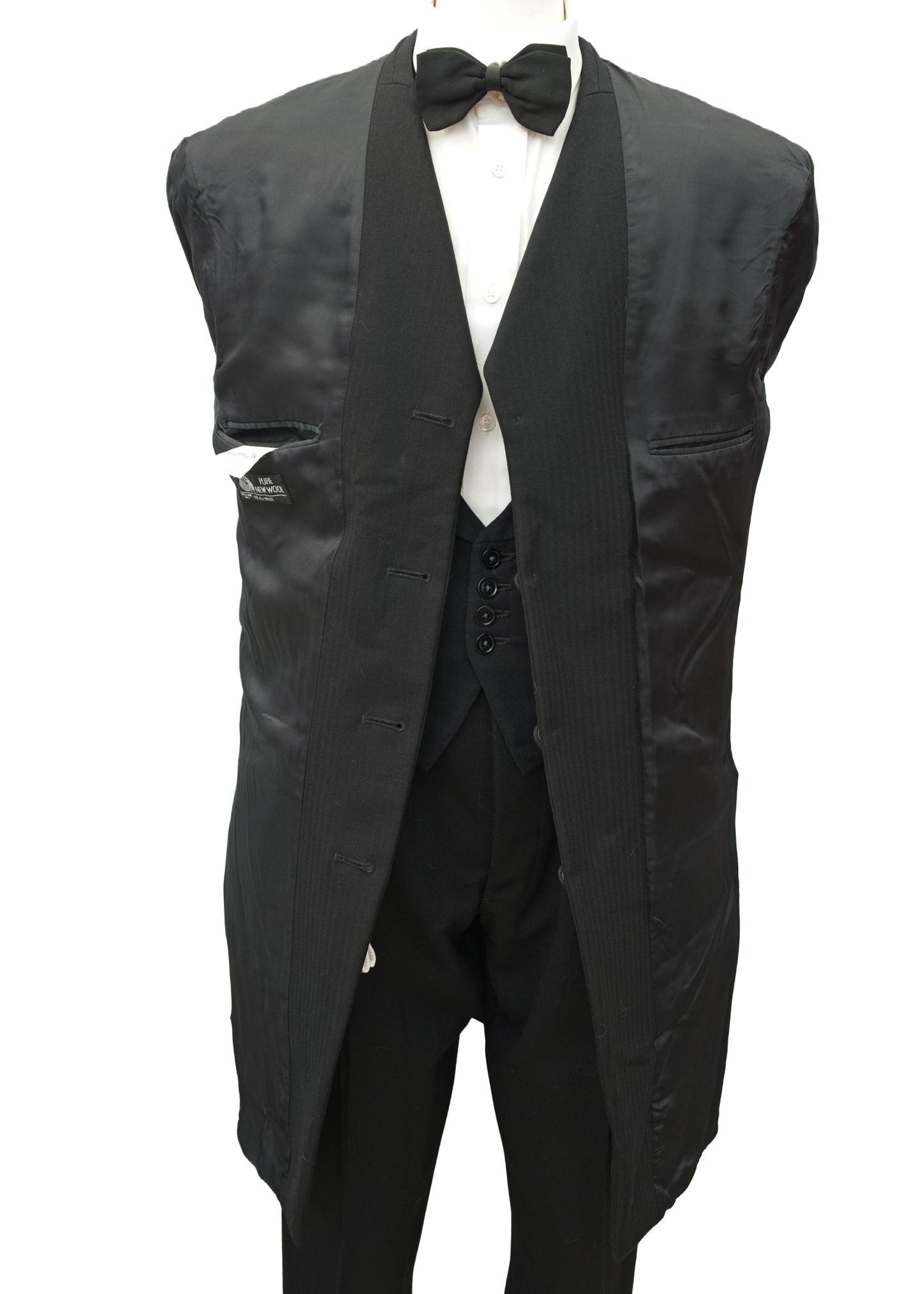 Mens Vintage Black Drape Frock Coat • Morning Coat • 38LA Chest