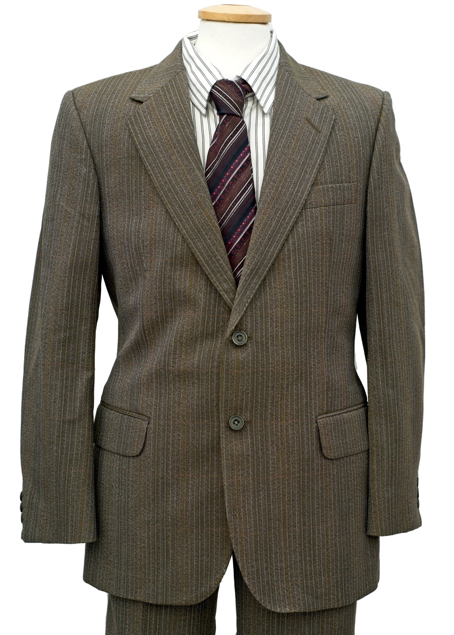 Vintage Brown Striped 2 Piece Wool Suit by DAKS • 38R