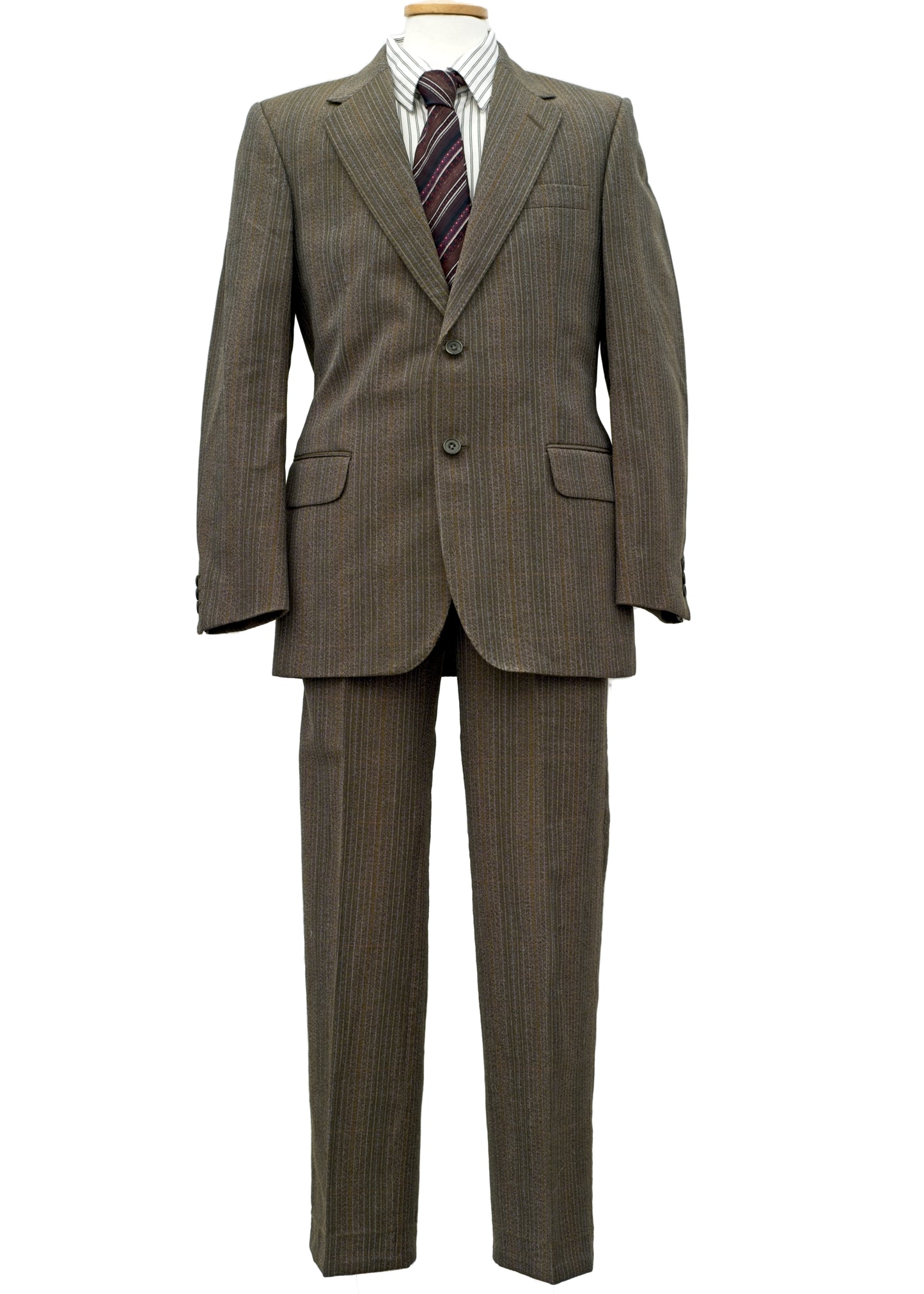 Vintage Brown Striped 2 Piece Wool Suit by DAKS • 38R