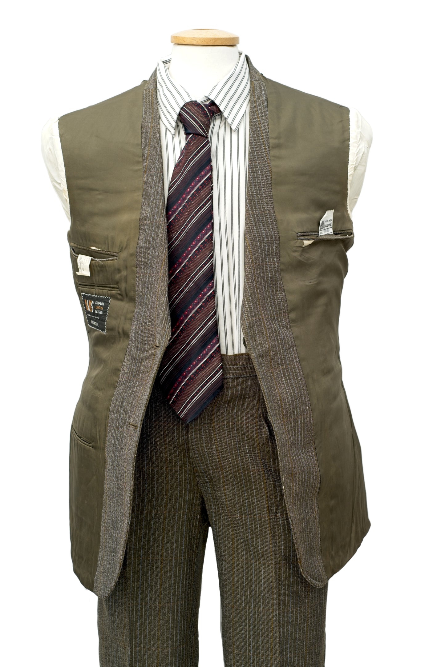 Vintage Brown Striped 2 Piece Wool Suit by DAKS • 38R