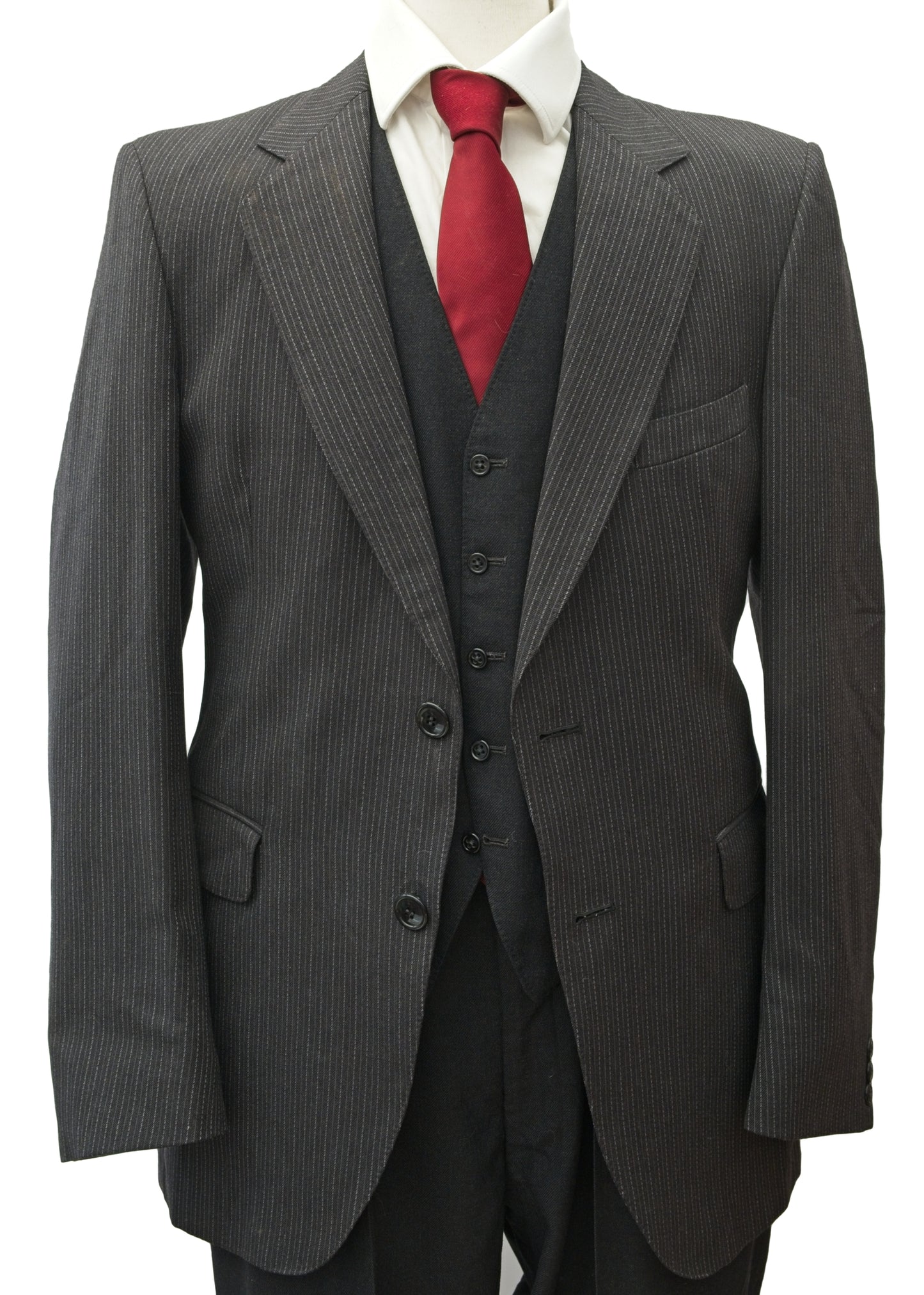 Vintage Charcoal Grey Pinstripe Jacket Blazer • John Collier 38"
