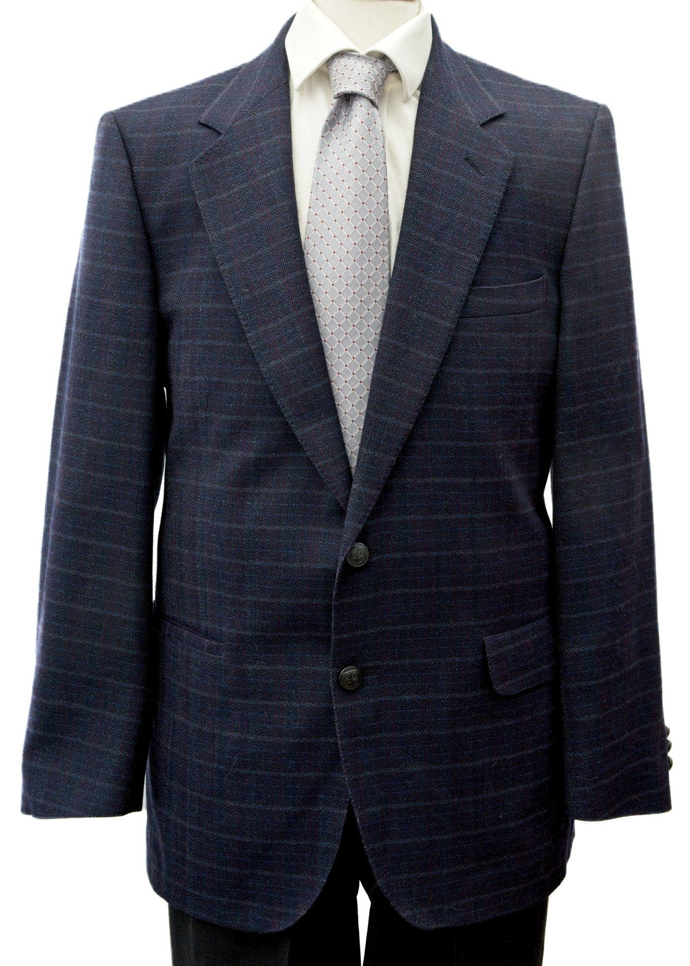 Men's Preloved Blue Check Crombie Jacket Blazer 40"R