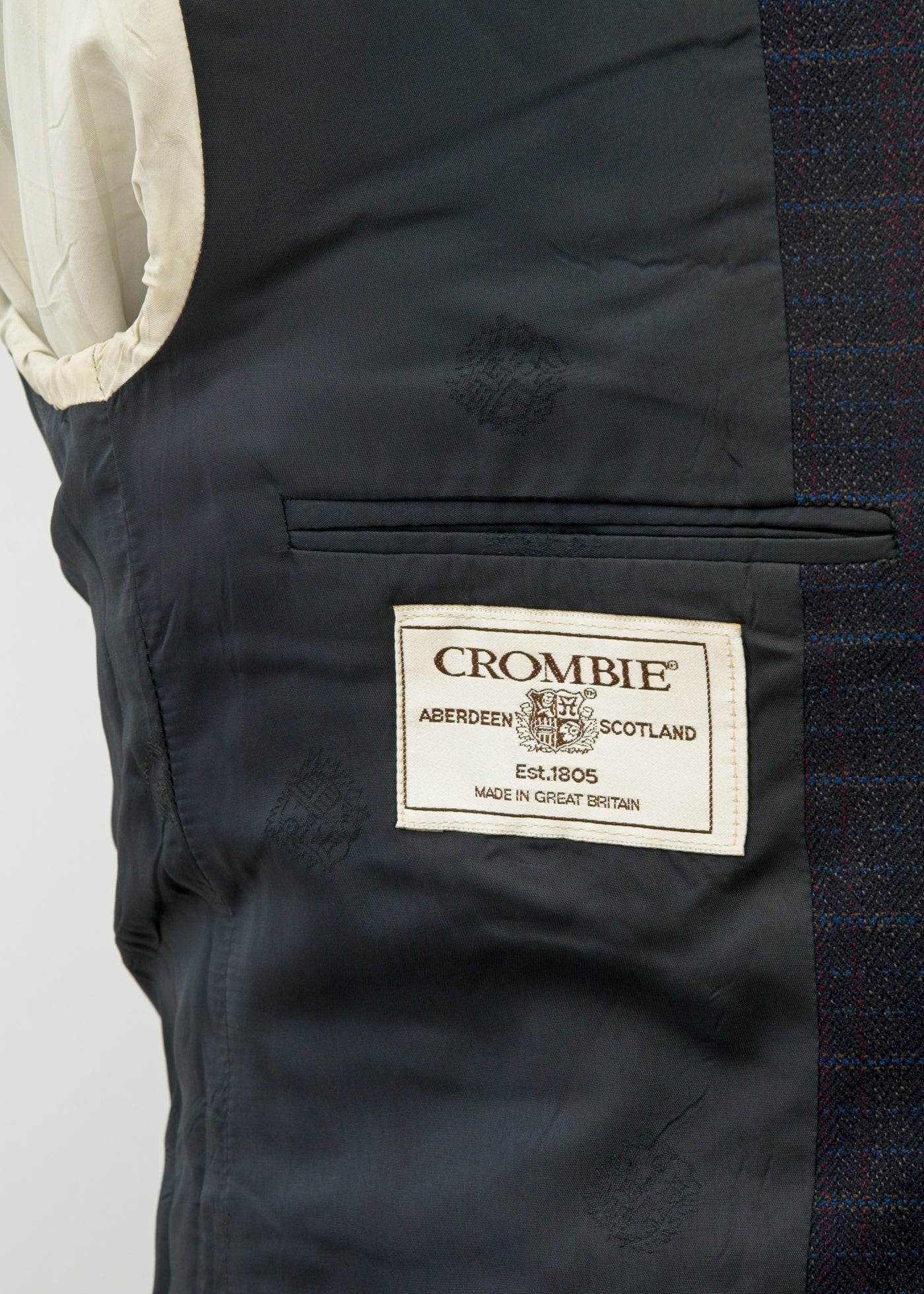 Men's Preloved Blue Check Wool Crombie Jacket Blazer 40" Regular
