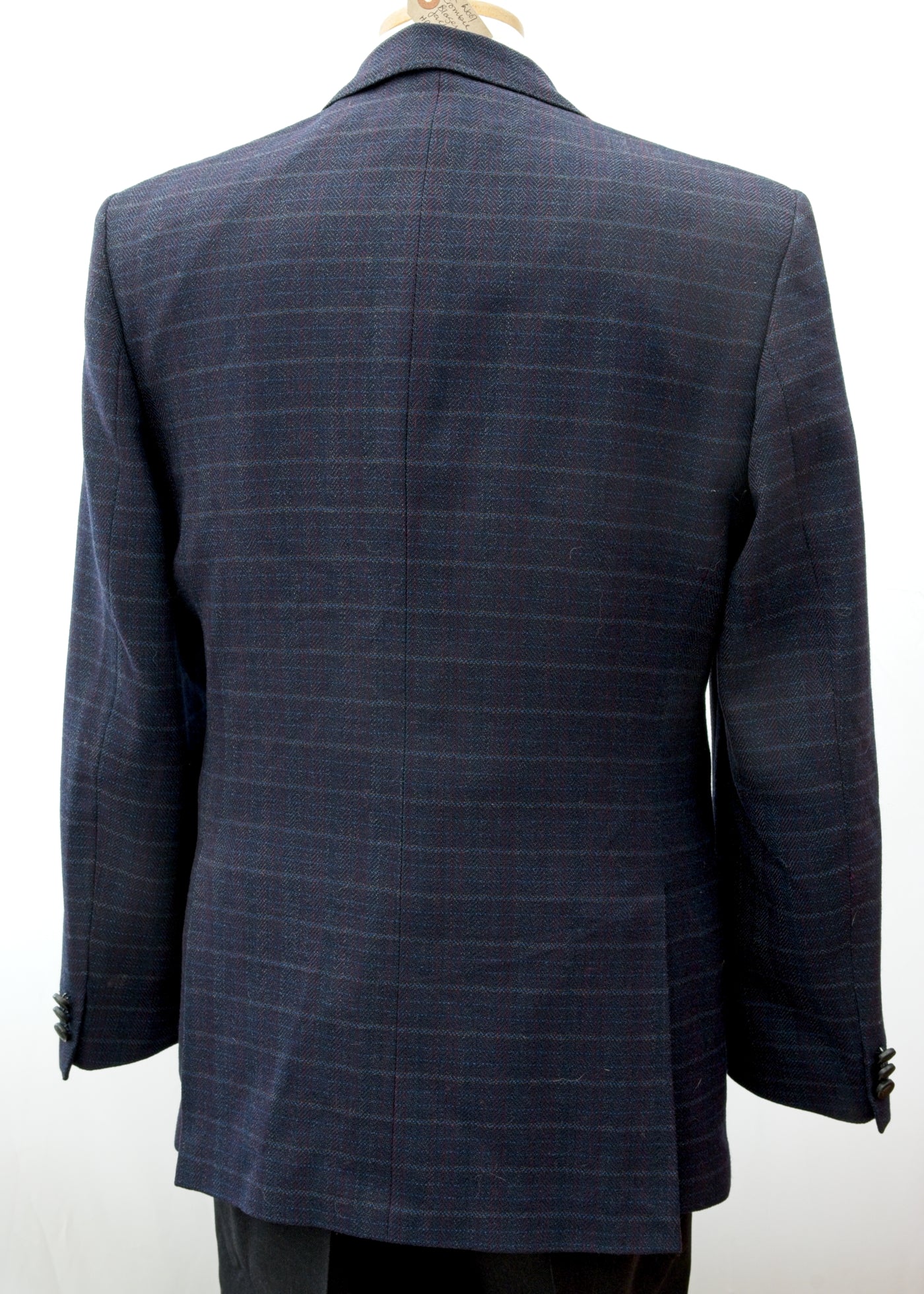 Men's Preloved Blue Check Wool Crombie Jacket Blazer 40" Regular
