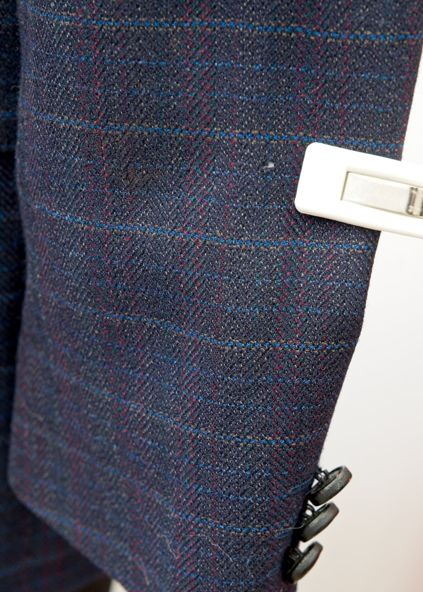 Men's Preloved Blue Check Wool Crombie Jacket Blazer 40" Regular