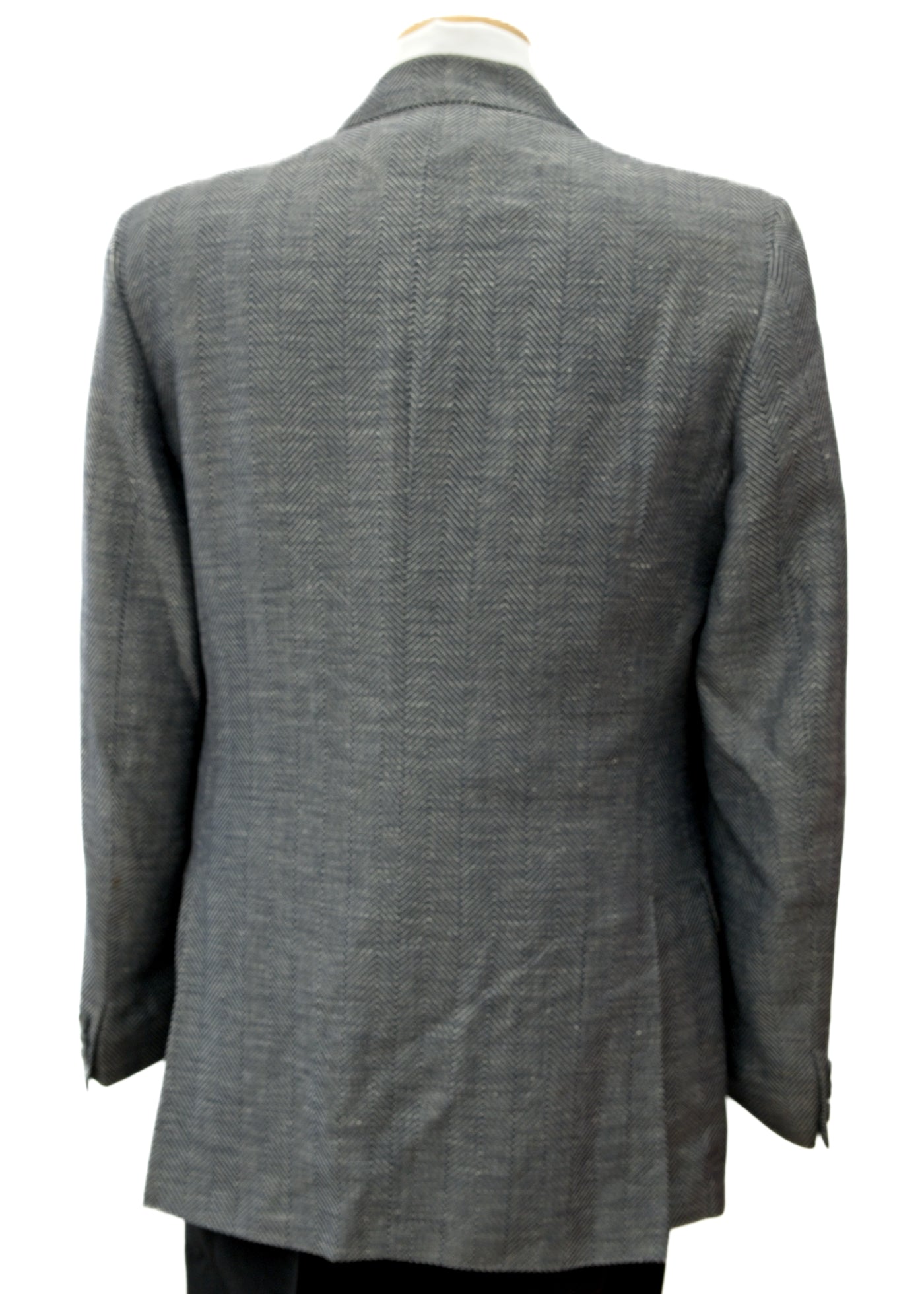 Men's Preloved Grey Herringbone Crombie Jacket Blazer 40" Regular
