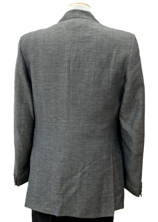 Men's Preloved Grey Herringbone Crombie Jacket Blazer 40" Regular