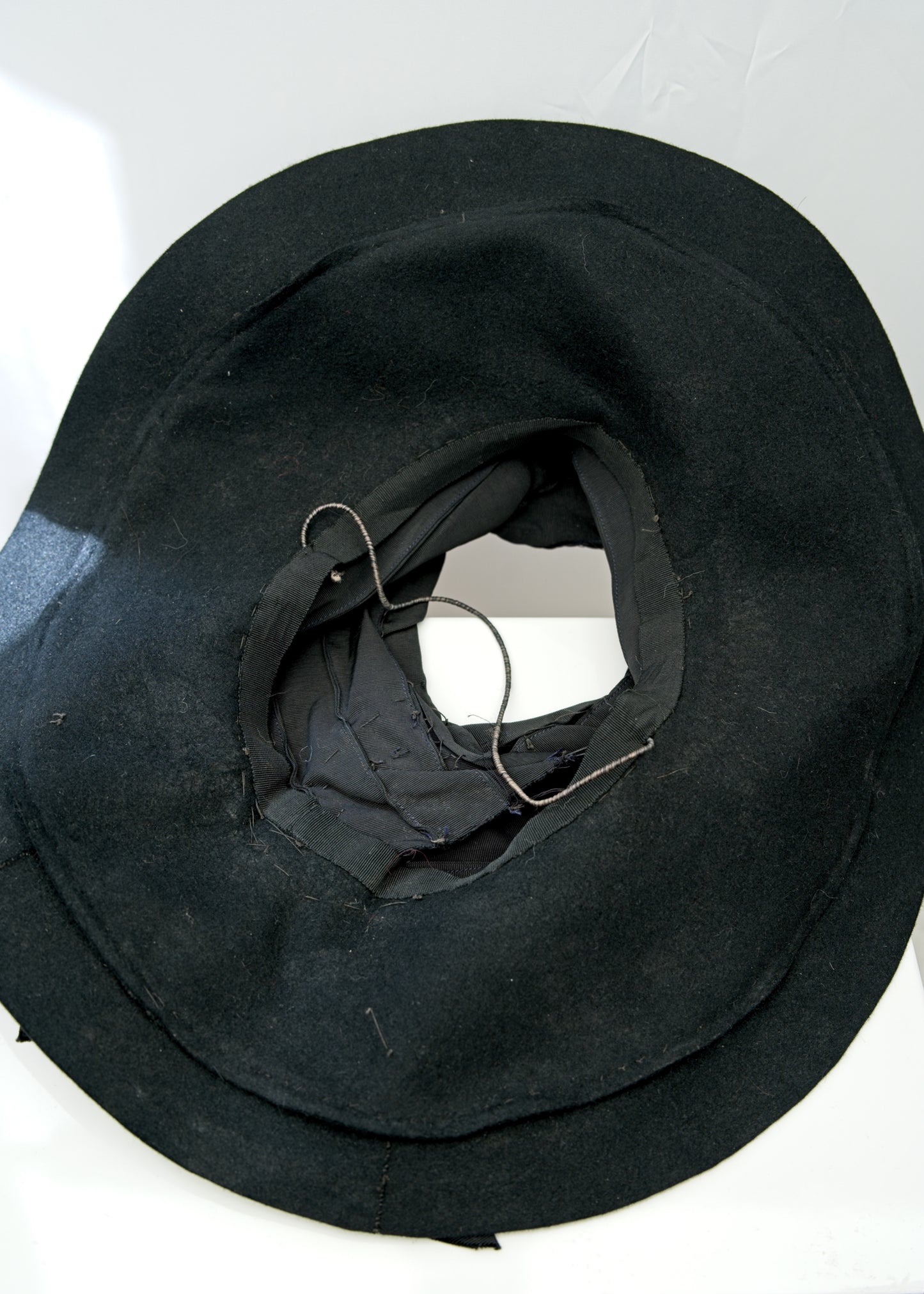 Vintage 40s Witchy Black Crown-Less Halo Hat • Sun Hat • Wide Brim Hat
