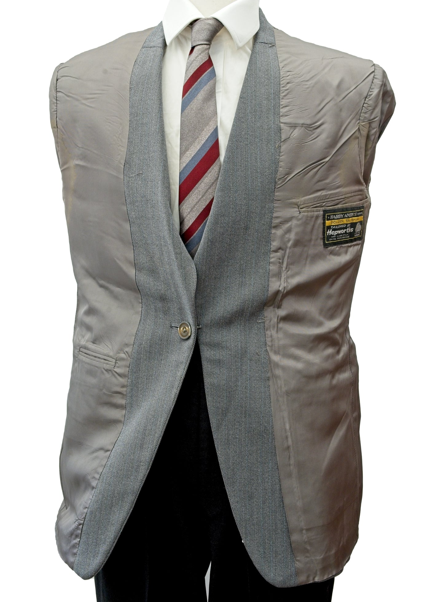 1970s Hardie Amies Hepworths Grey Herringbone Sports Jacket Blazer 40"