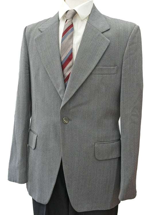 1970s Hardie Amies Hepworths Grey Herringbone Sports Jacket Blazer 40"