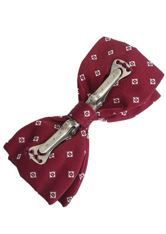 Men's Vintage 40s Burgundy silk Clip On Bow Tie