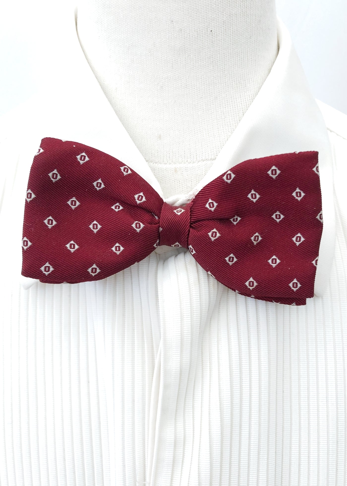Men's Vintage 40s Burgundy Faille Clip On Bow Tie