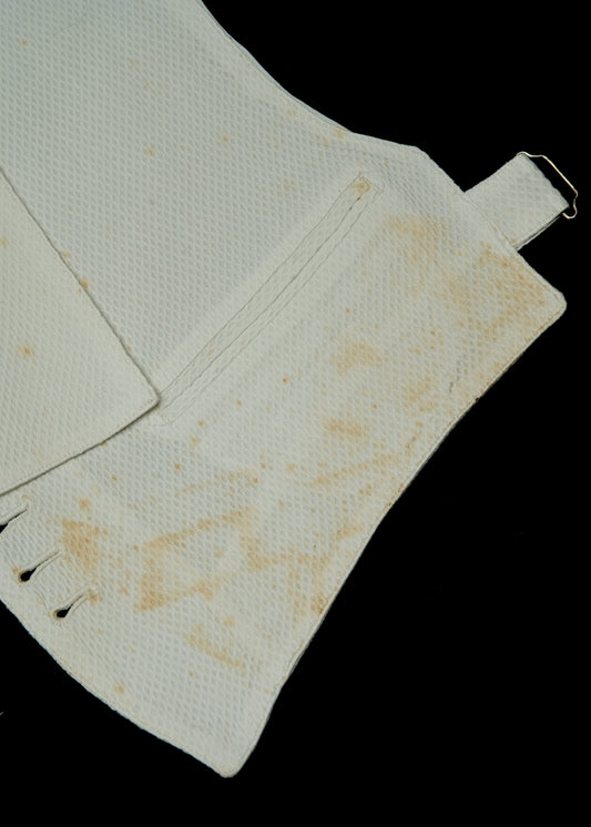 Vintage Welmar Formal White Marcella Backless Waistcoat • 40" • Stained