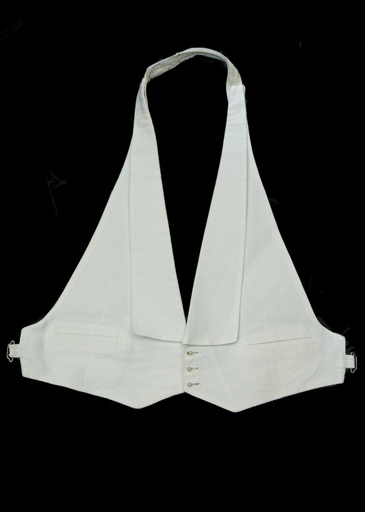 Vintage Welmar Formal White Marcella Backless Waistcoat • 40" Semi Stiff