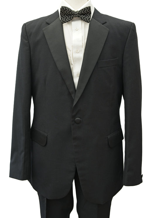Vintage Black Dinner Suit • 2 Piece Tuxedo Suit 42R