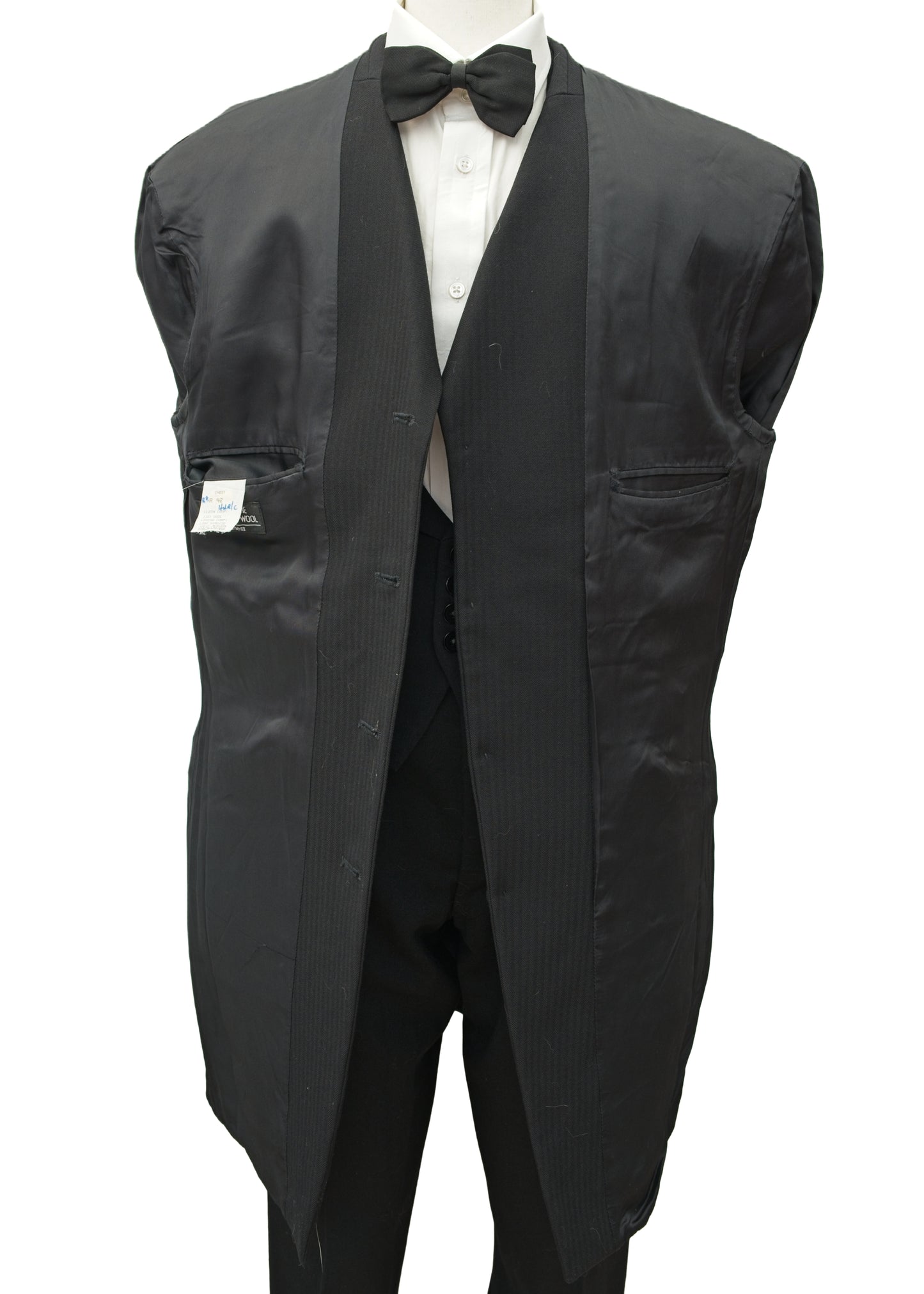 Mens Vintage Black Drape Frock Coat • Morning Coat • 42R Chest