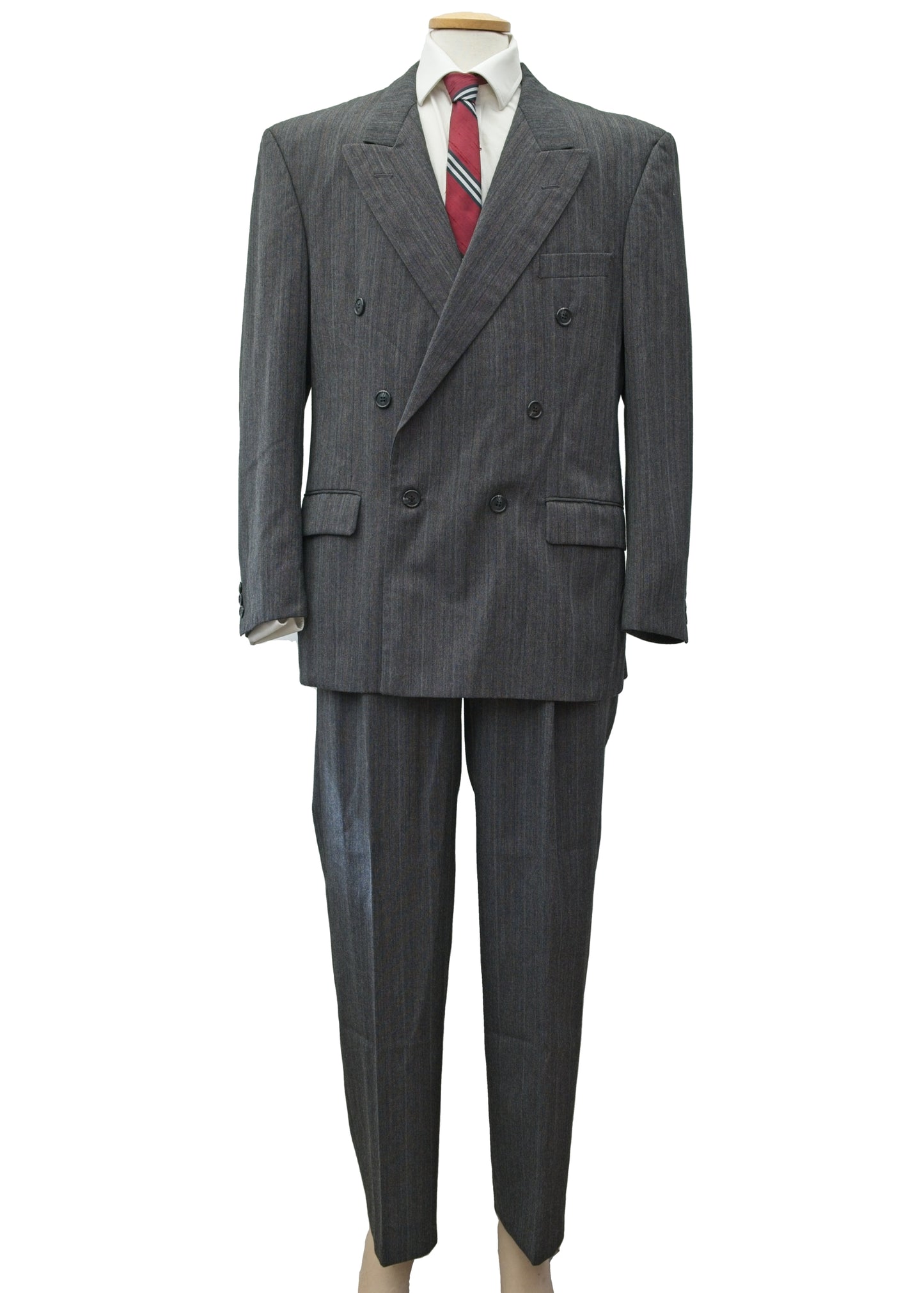 Vintage Y2K Men's Grey Double Breasted Suit by M&S • 42S