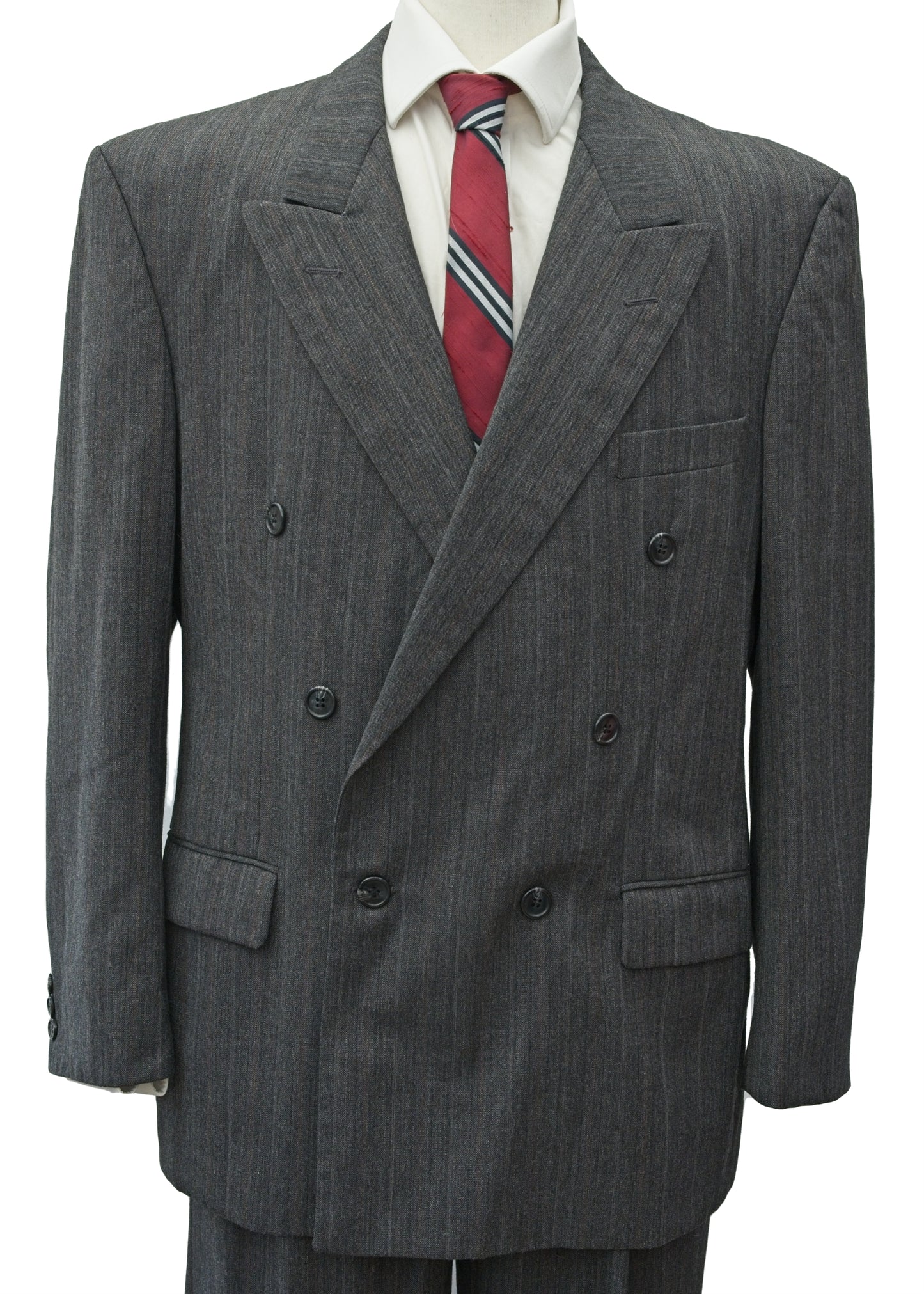 Vintage Y2K Men's Grey Double Breasted Suit by M&S • 42S