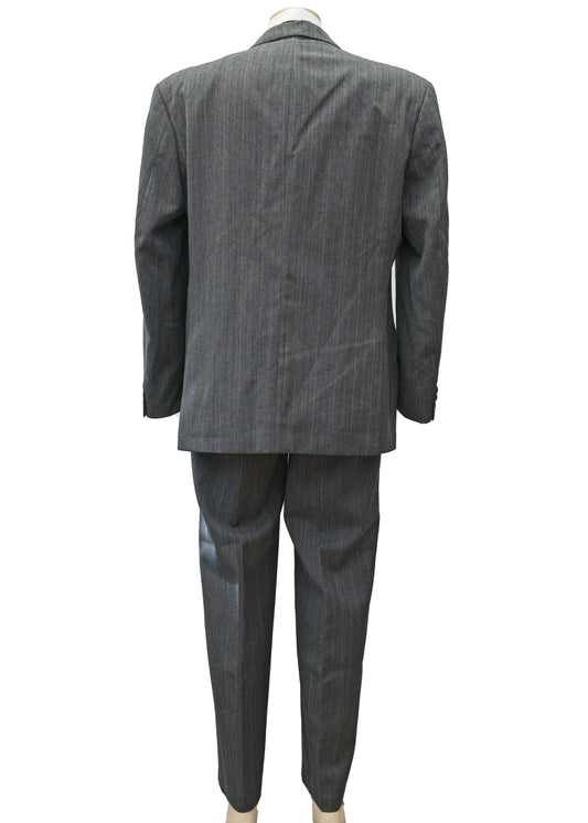 Vintage Y2K Men's Grey Double Breasted Suit by M&S • 42S