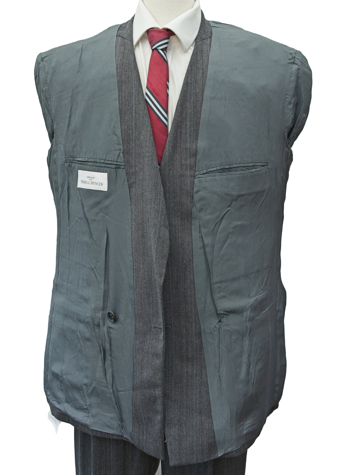 Vintage Y2K Men's Grey Double Breasted Suit by M&S • 42S