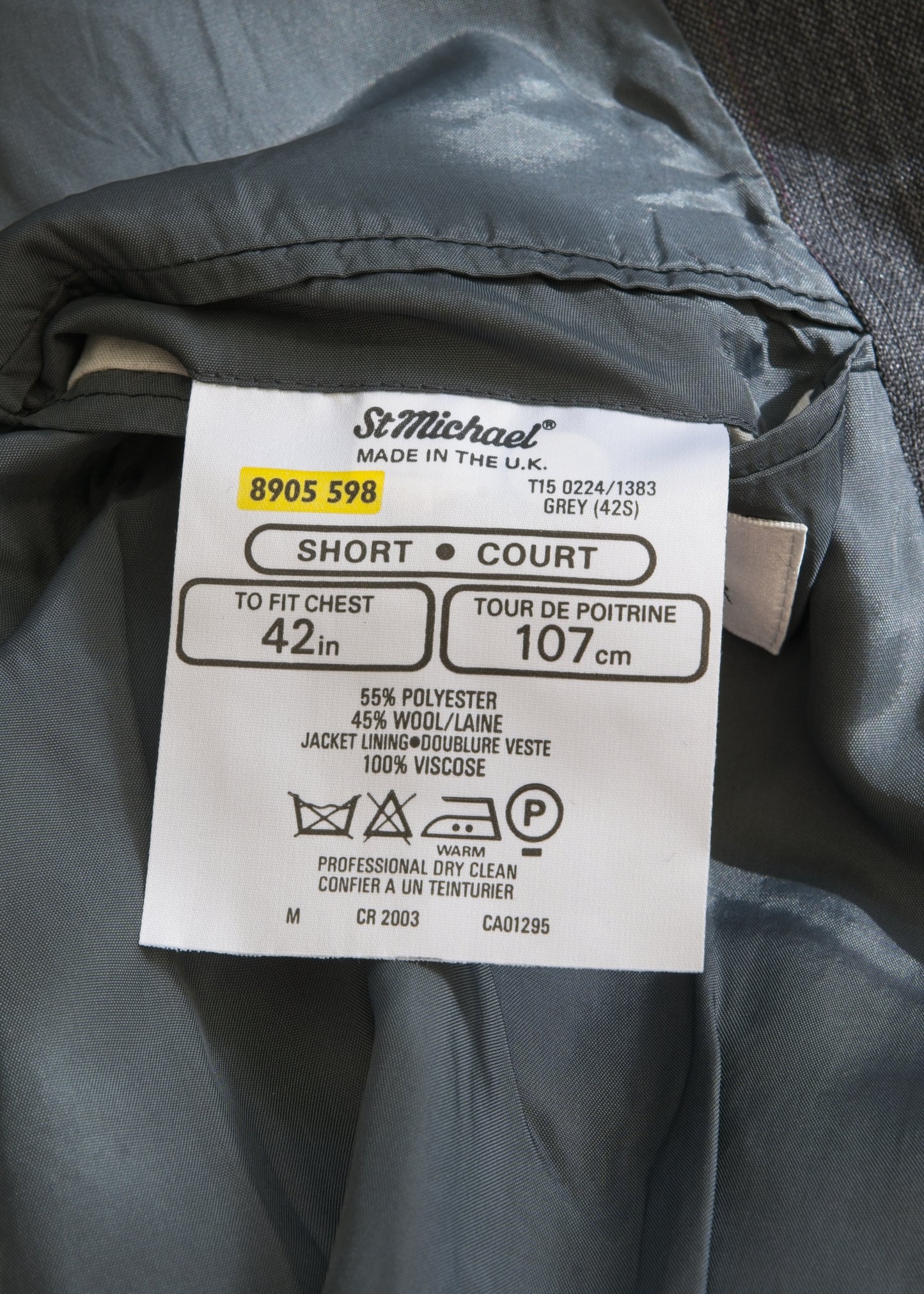 Vintage Y2K Men's Grey Double Breasted Suit by M&S • 42S