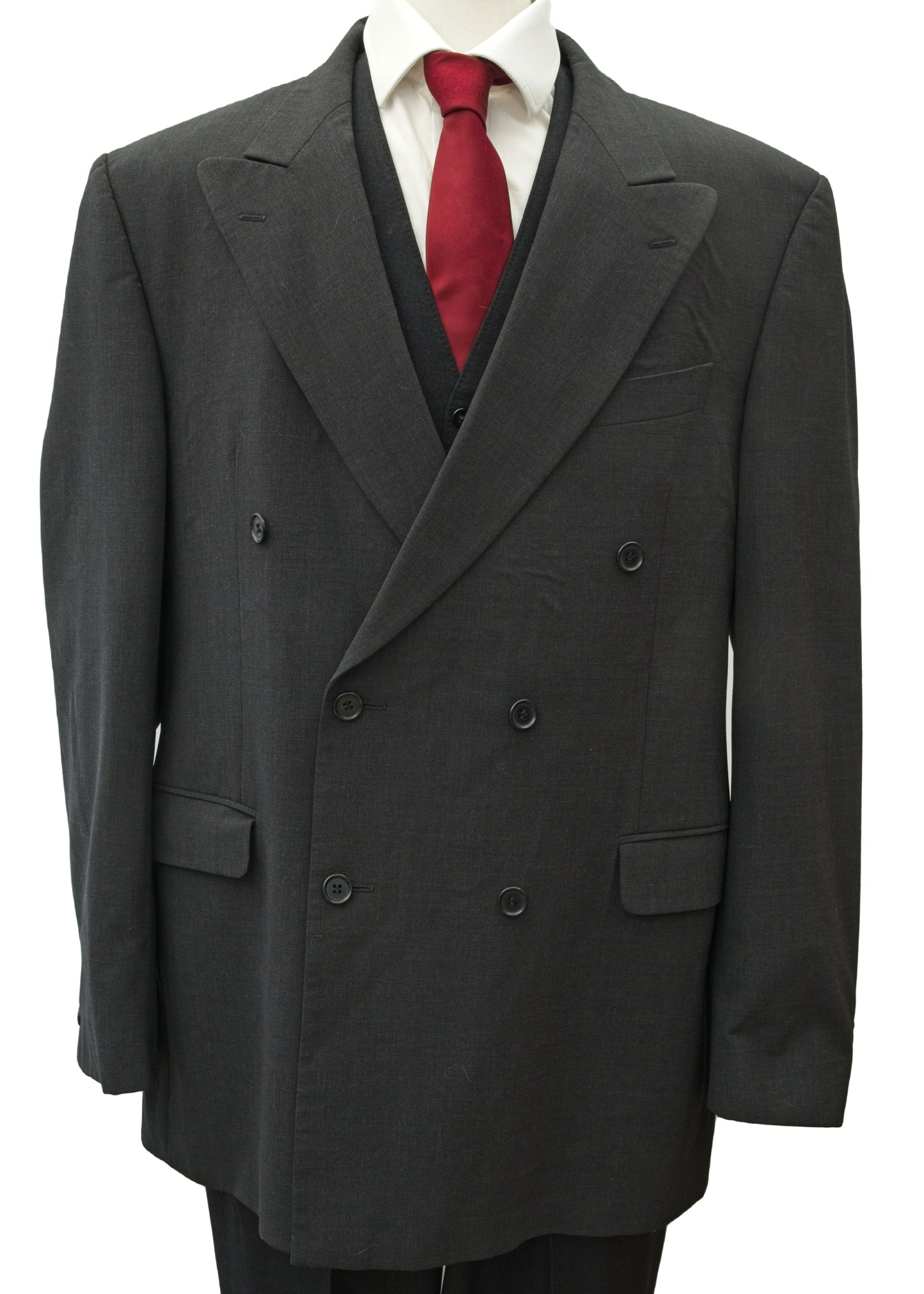 Men's Charcoal Double Breasted Jacket 44" Long • Marks & Spencer