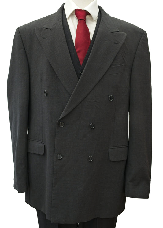 Men's Charcoal Double Breasted Jacket 44" Long • Marks & Spencer