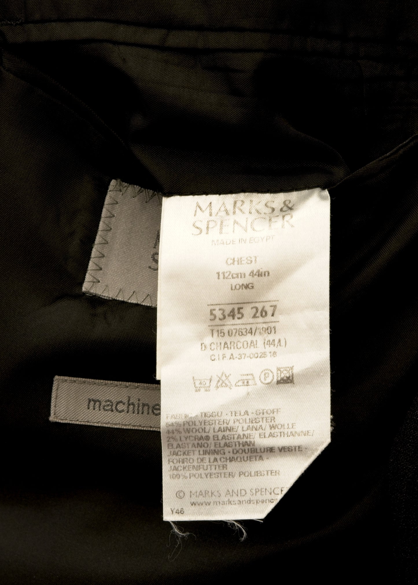 Men's Charcoal Double Breasted Jacket 44" Long • Marks & Spencer