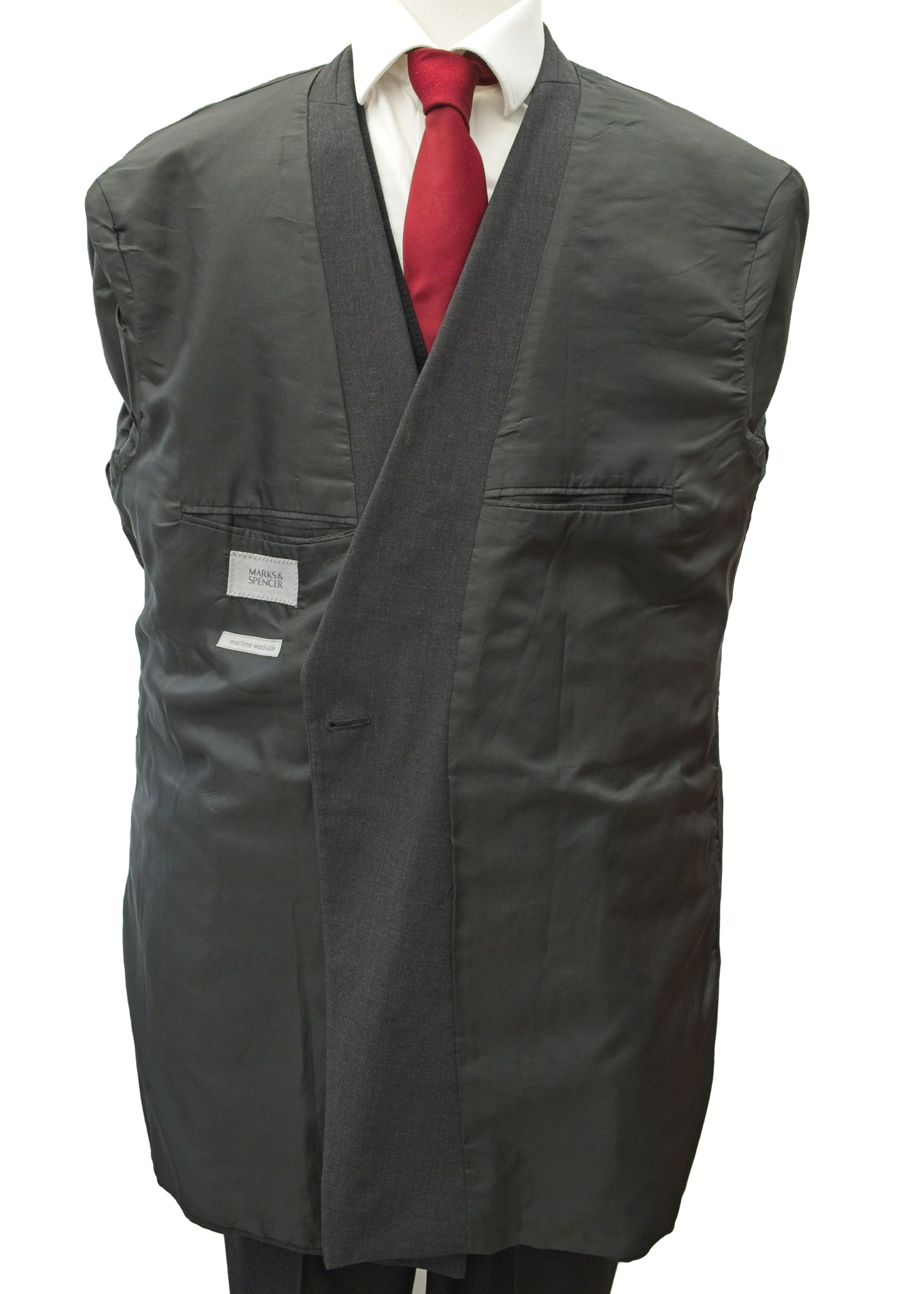 Men's Charcoal Double Breasted Jacket 44" Long • Marks & Spencer