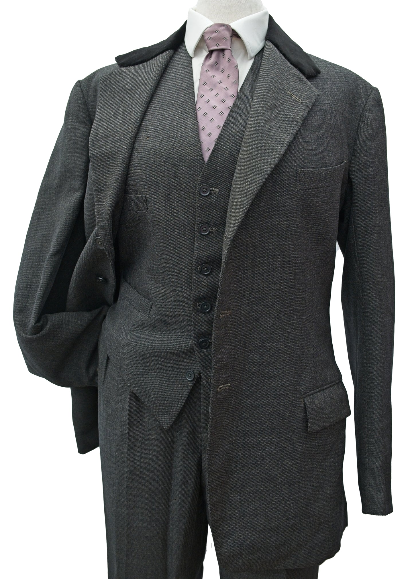 Vintage 1950s Men's Vintage Charcoal 3 Piece Suit 40”L