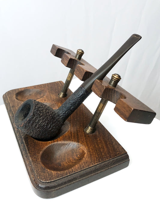 Vintage Mid‑Century Wooden & Brass 4‑Pipe Stand • Man Cave • Study Decor