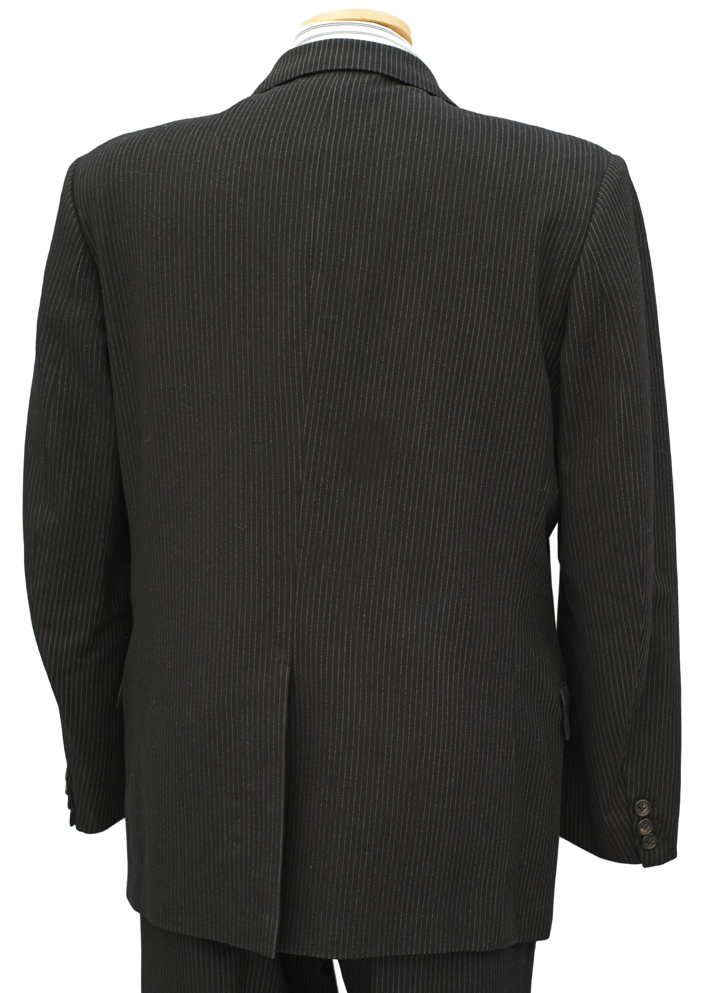 Men's Vintage 60s Black Pinstripe 2 Piece Suit • 40" • Sumrie