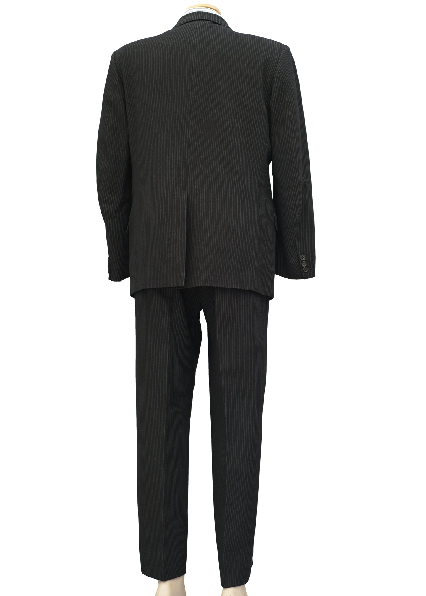 Men's Vintage 60s Black Pinstripe 2 Piece Suit • 40" • Sumrie