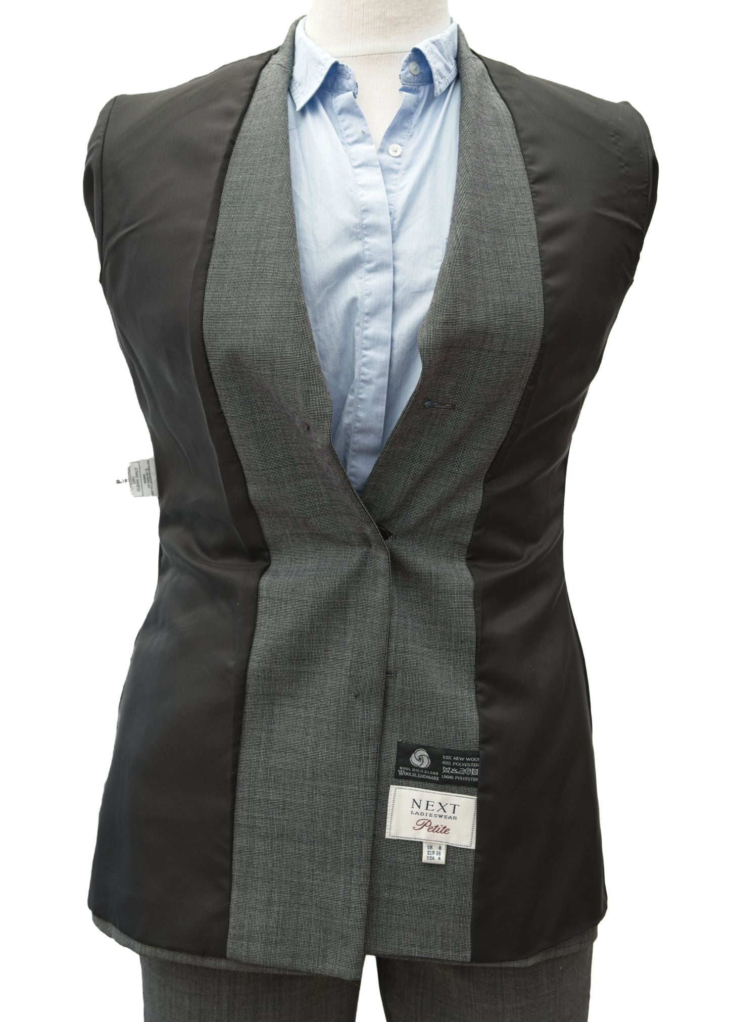 Vintage 90s Women's Grey Trouser Suit • Next • Size 8 Petite