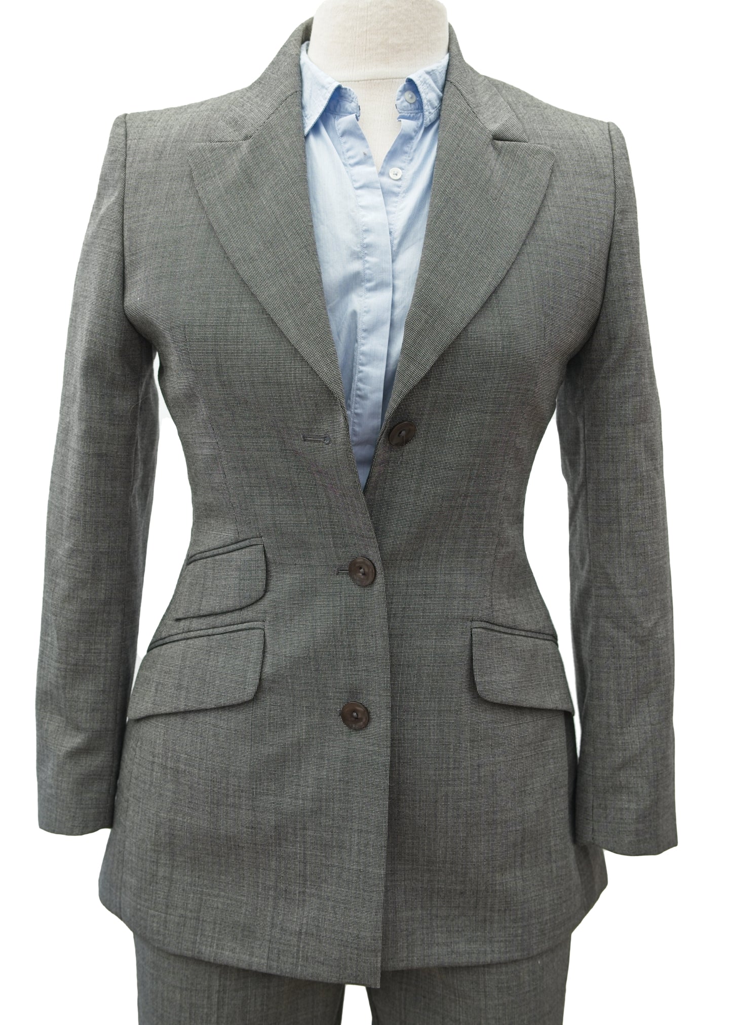 Vintage 90s Women's Grey Trouser Suit • Next • Size 8 Petite