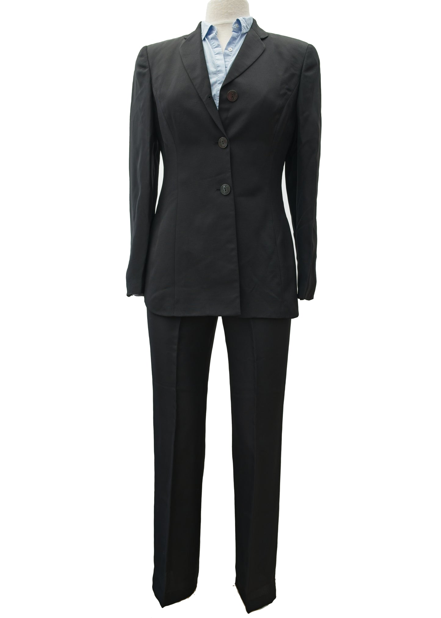 Vintage 90s Women's Charcoal Grey Trouser Suit • Stiglioni • Size 8